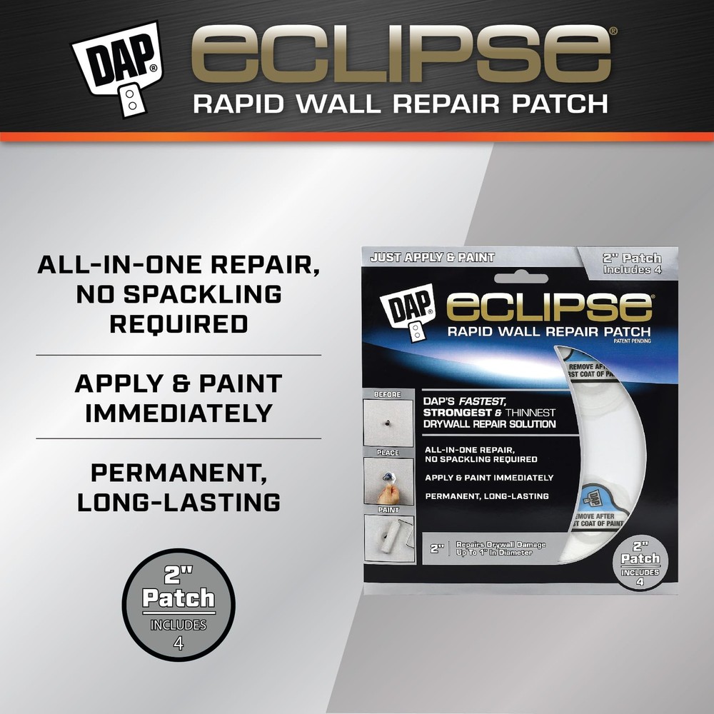 DAP Eclipse Rapid Wall Repair Patch, 2 in, 4 Pack (7079809161) 2 Inch, White