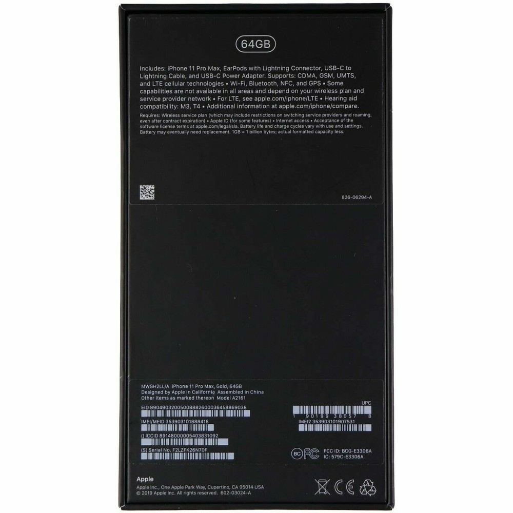 iPhone 11 Pro / Pro Max Box with All Genuine Apple Accessories Type C Lightning