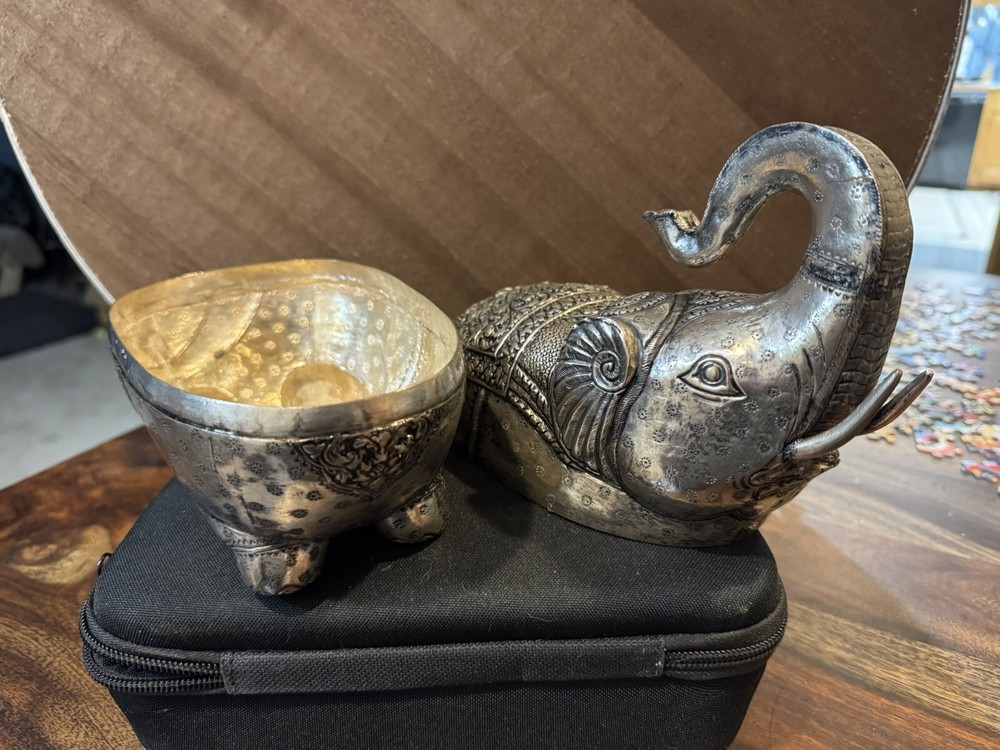 Antique Cambodian Hand Made Elephant Box