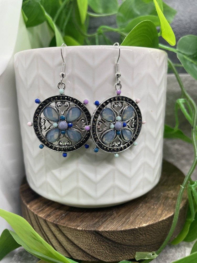 2” Silver-tone Boho Bead Dangle Earring Set New Free Ship B4246