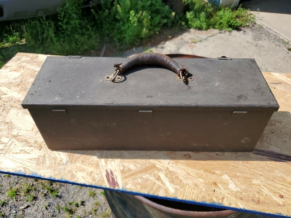 Vintage Leather Handle Toolbox