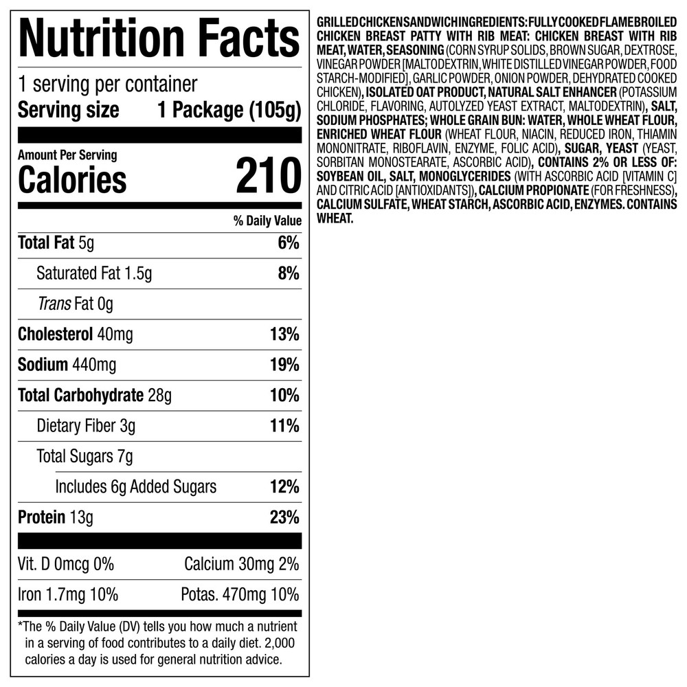 Nutrisystem Grilled Chicken Sandwich Bundle, 13g Protein, 10 Count