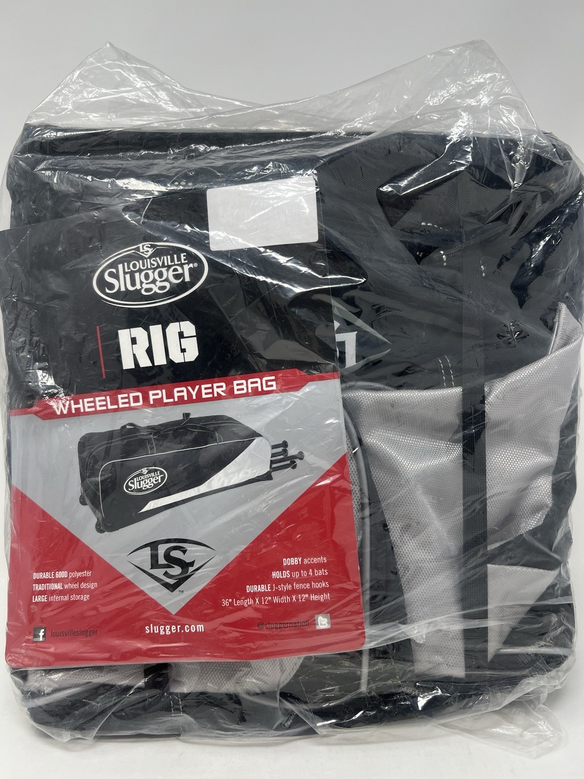 Louisville Slugger Wheeled Player Bag Gamer Rig 36x12x12 Up To 4 Bats Baseball