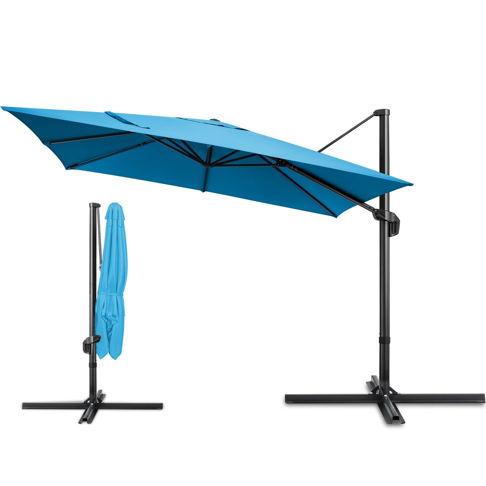 10x10ft Patio Umbrella Outdoor Cantilever Umbrella UV-Protective Sunshade Canopy