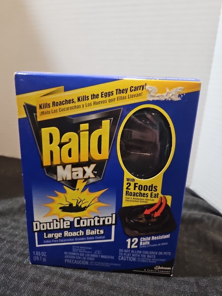2 Packs Raid Max Large Roach Baits Double Control Defense System 24 Total