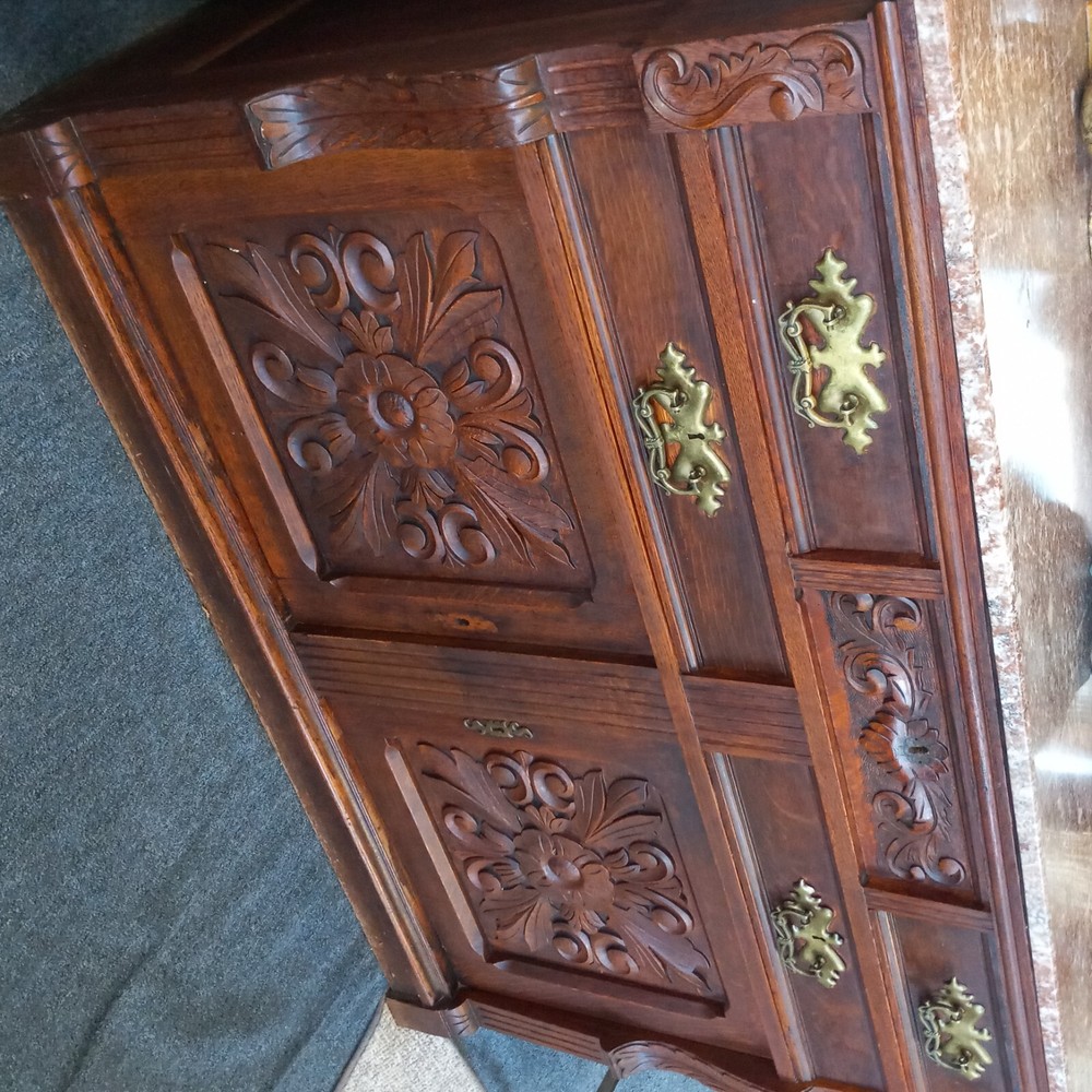 Mahogany mirror marble top sideboard