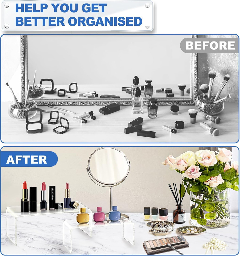 Clear Acrylic Display Risers 16 Pc 4 Set Rectangular Stands for Decor