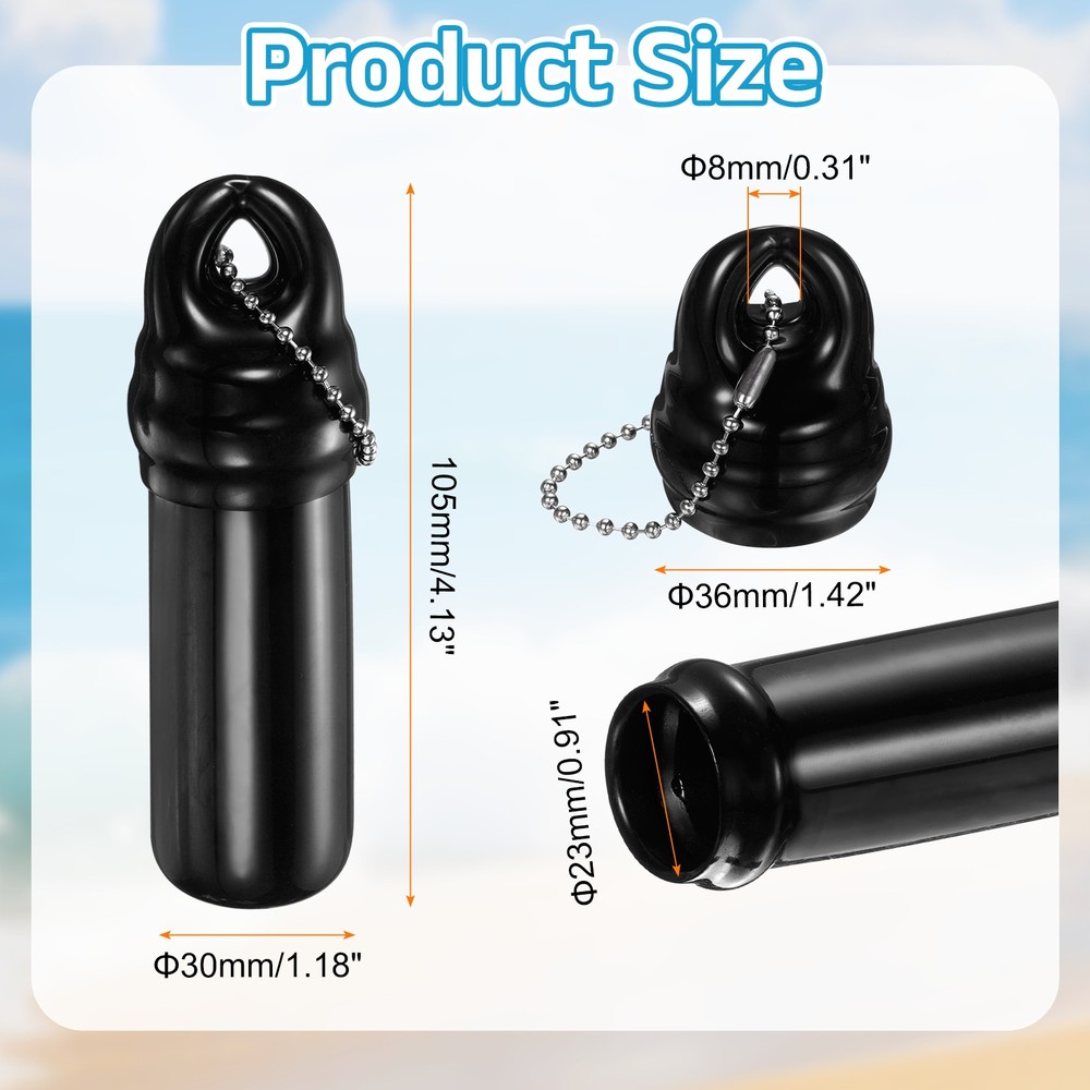 Floating Keychain for Keychain, Waterproof Container, Black