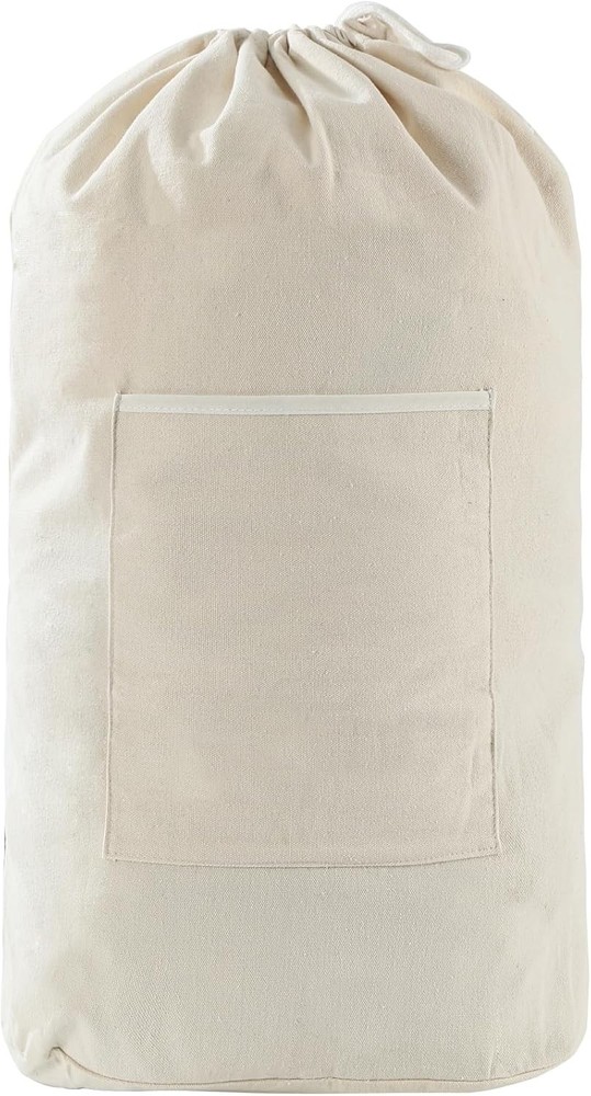 Canvas Laundry Bag Washable Laundry Backpack Adjustable Straps (BEIGE, X-Large)