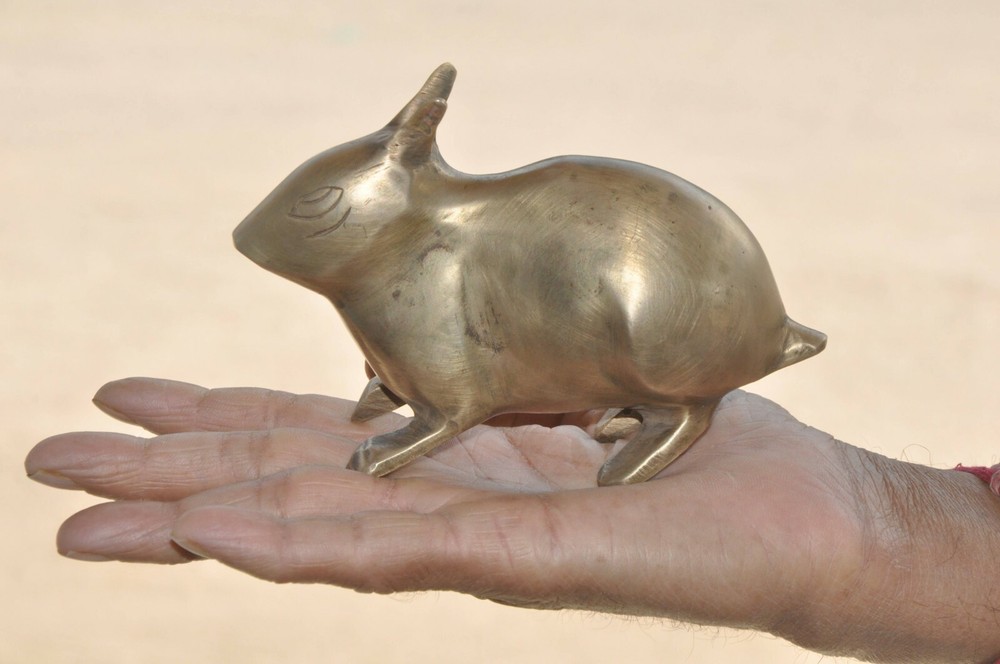 Old Brass Handcrafted Solid Rabbit Figurine , Collectible