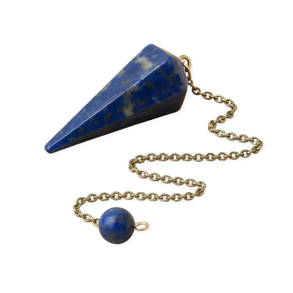 Lapis Lazuli Pendulum Dowser Chain Crystal Dowsing Divination Gemstone Tool Gift