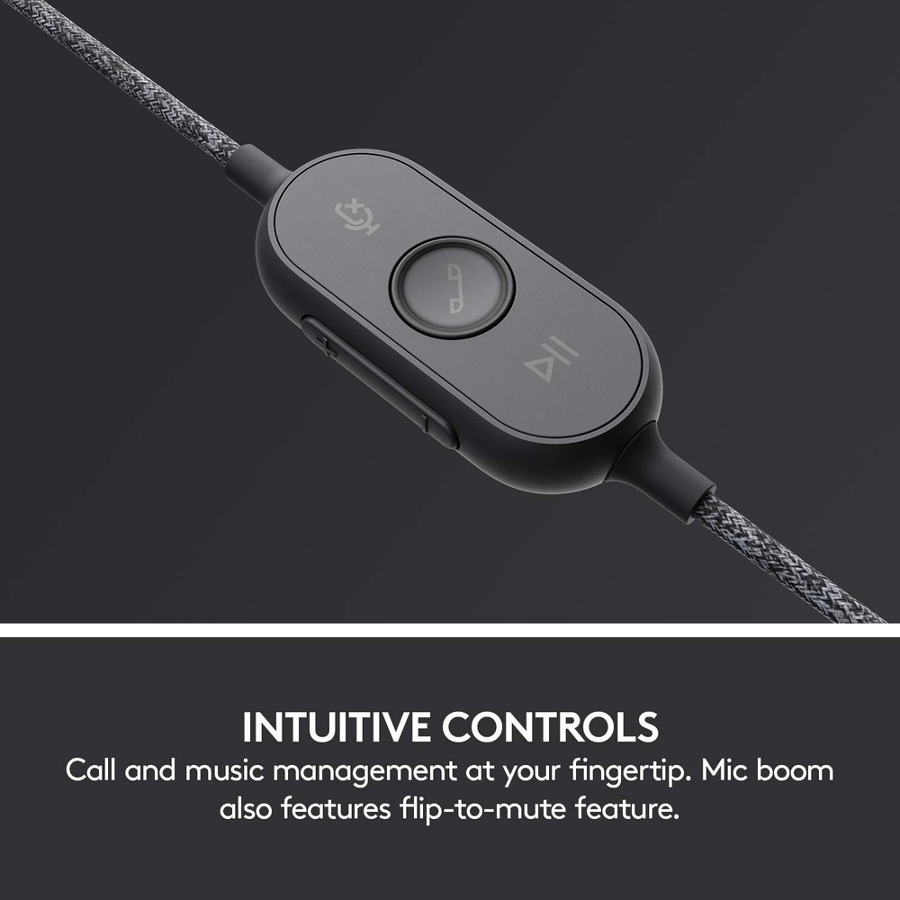 Logitech Zone Wired Noise Cancelling Headset, USB-C with USB-A Adapter - Graphit