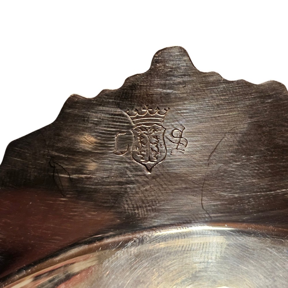 Vintage Crown Mark Silver Plated Dish Ornate Scrollwork 7”