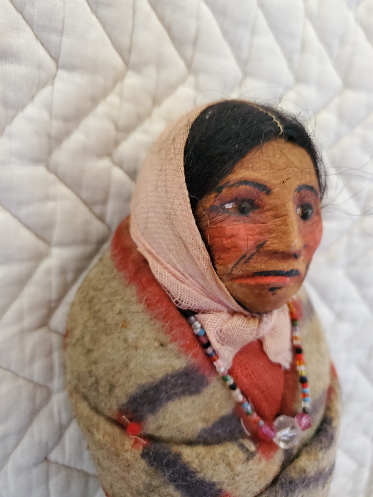 10" Early Mary Frances Woods Native American Indian Skookum Doll 1910-1920s