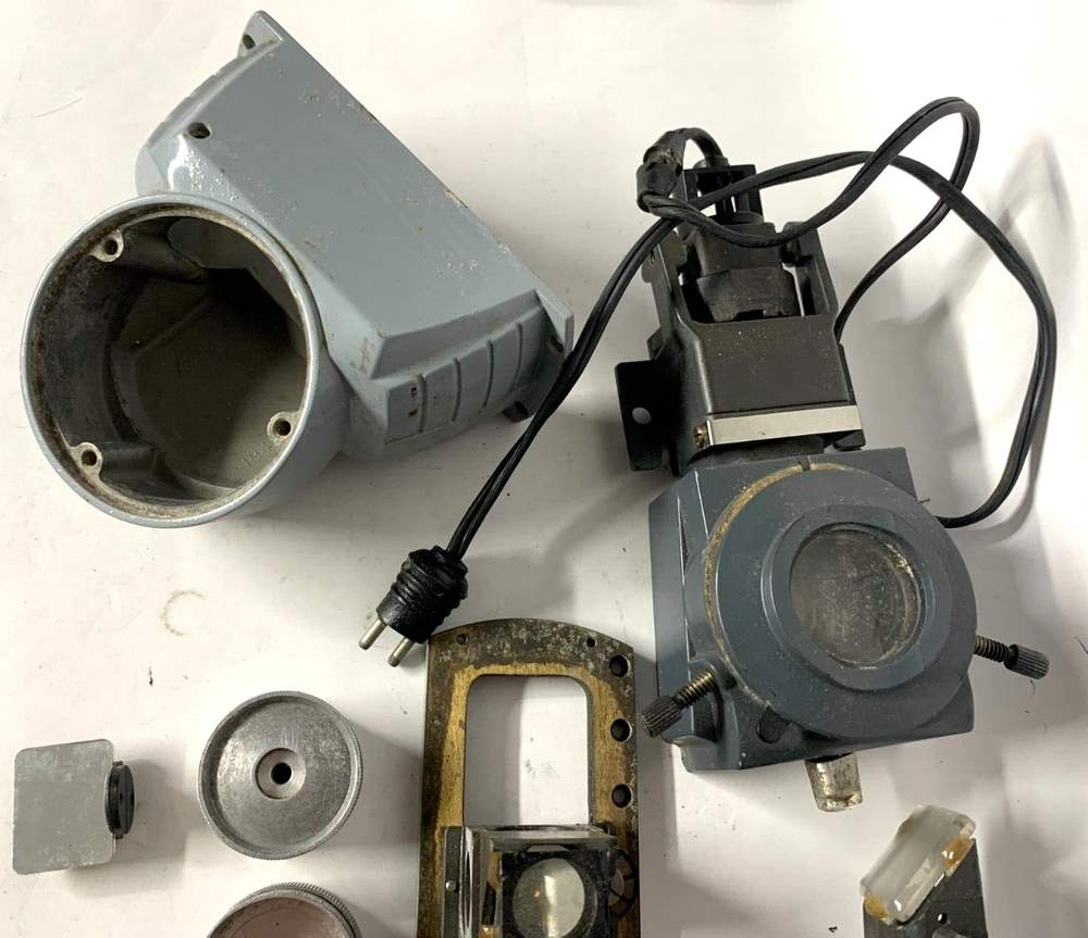 Microscope parts LOT Bottom Light, refracting lenses, knobs, housing and misc