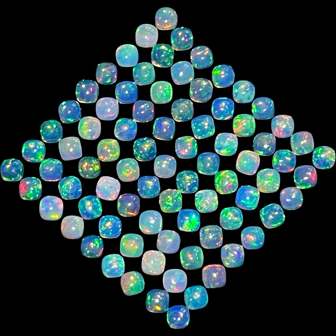 20 Pcs Natural Opal 4mm Cushion Flashy Untreated Loose Cabochon Gemstones Lot