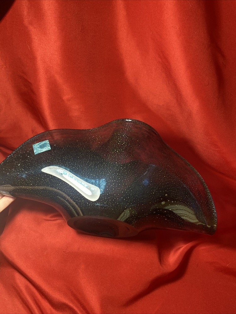 Blue Wavy Hand Made Bubble Vase