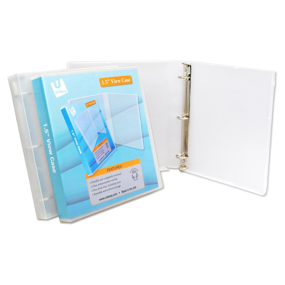 Unikeep 3 Ring Binder - Clear - Case View - 1.5 Inch Spine -