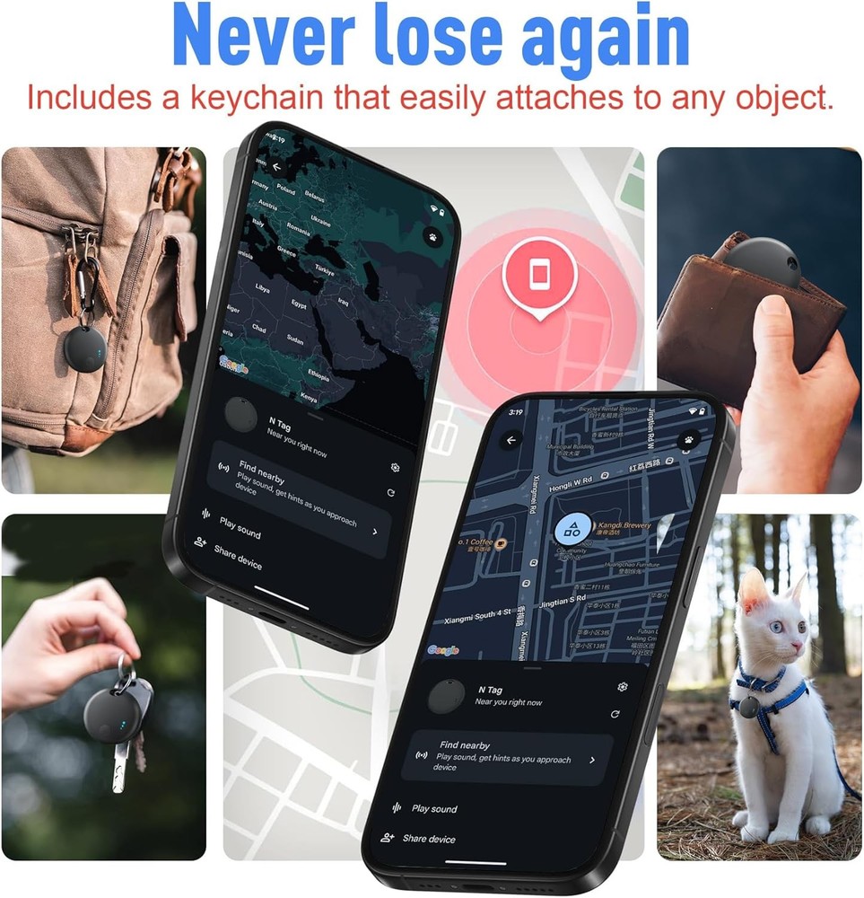 Bluetooth Tracker for Android, 4 Pack Item Finder Work with Google Find My De...
