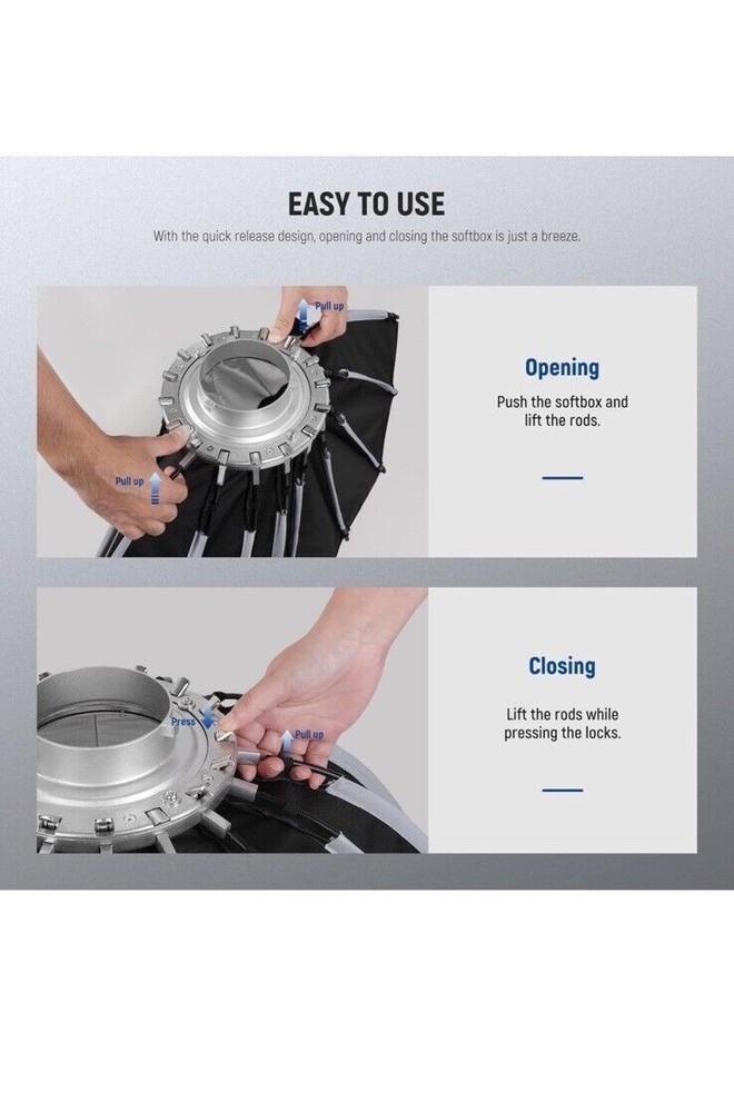 NEEWER 33inch/85cm Parabolic Softbox Quick Set up Quick Folding