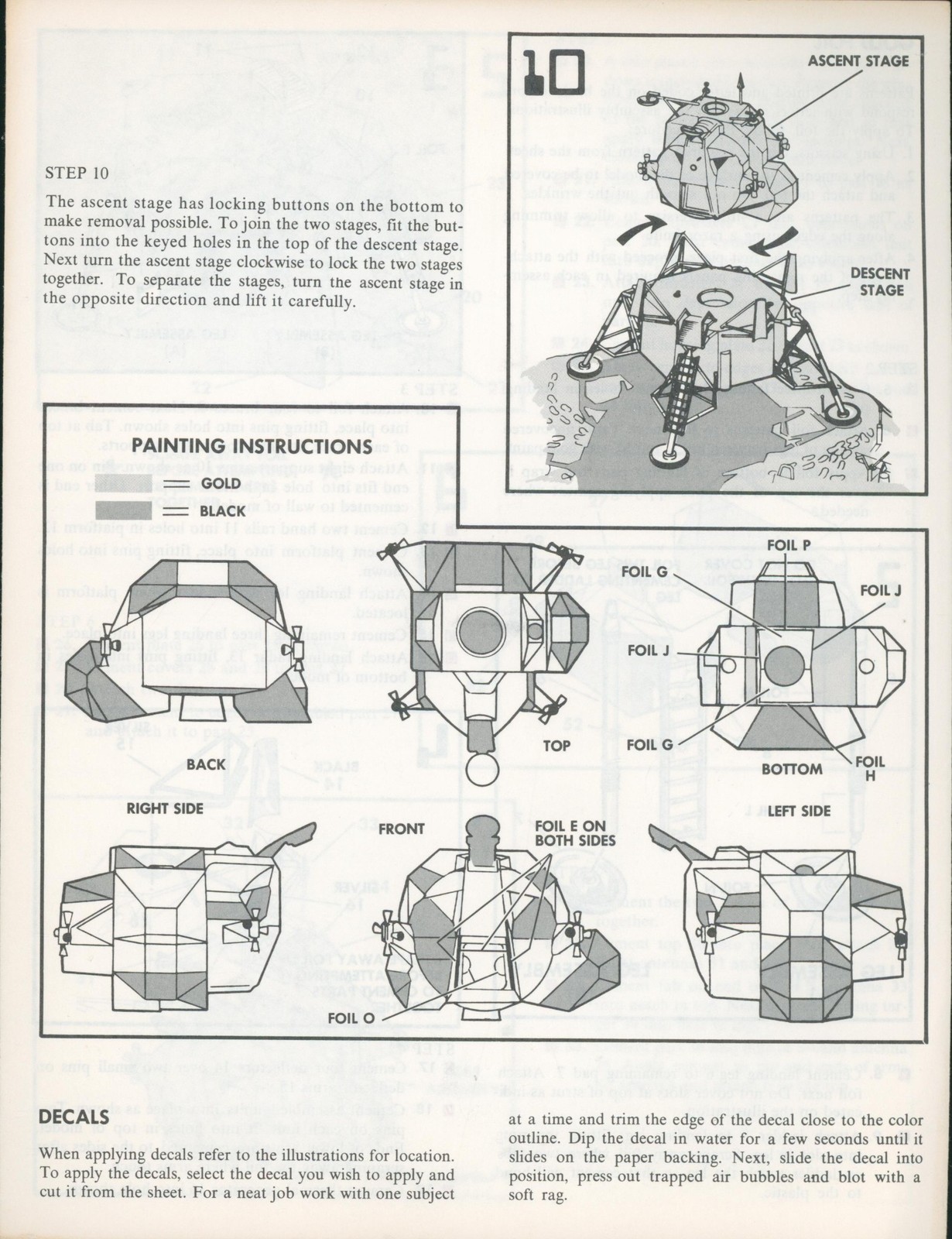 1970 Apollo 11 Lunar Module Revell Monogram Model Instructions NASA Moon Landing