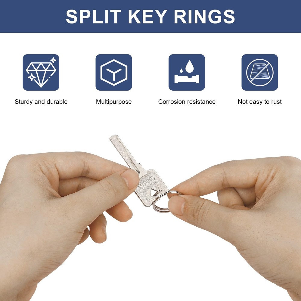 200PCS Split Key Rings,Bulk Rings Silver Ring Accessories for silvery