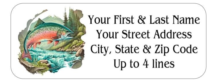 150 Salmon Jumping Upstream Mailing Return Address Labels Personalized