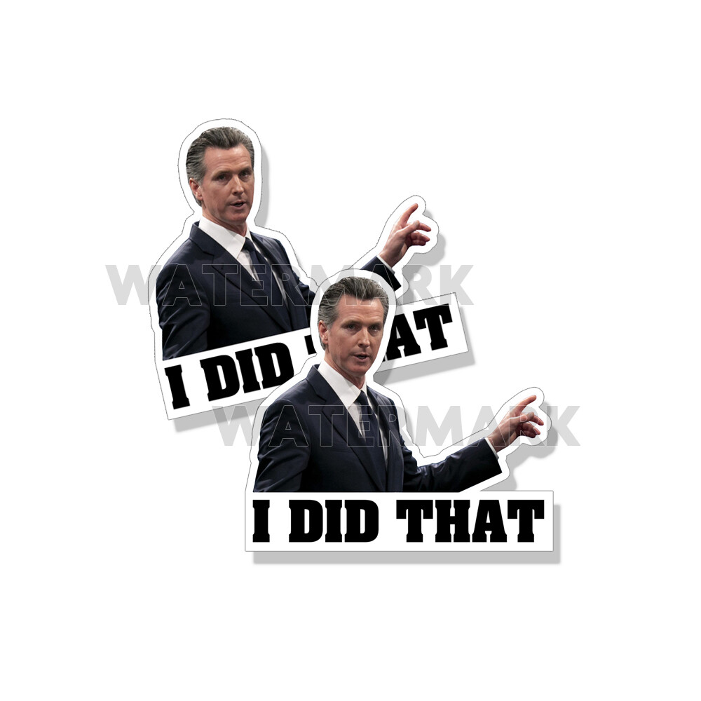 NEWSOM I Did That Funny Political Gavin Stickers Decals Made In the USA 20 Pack