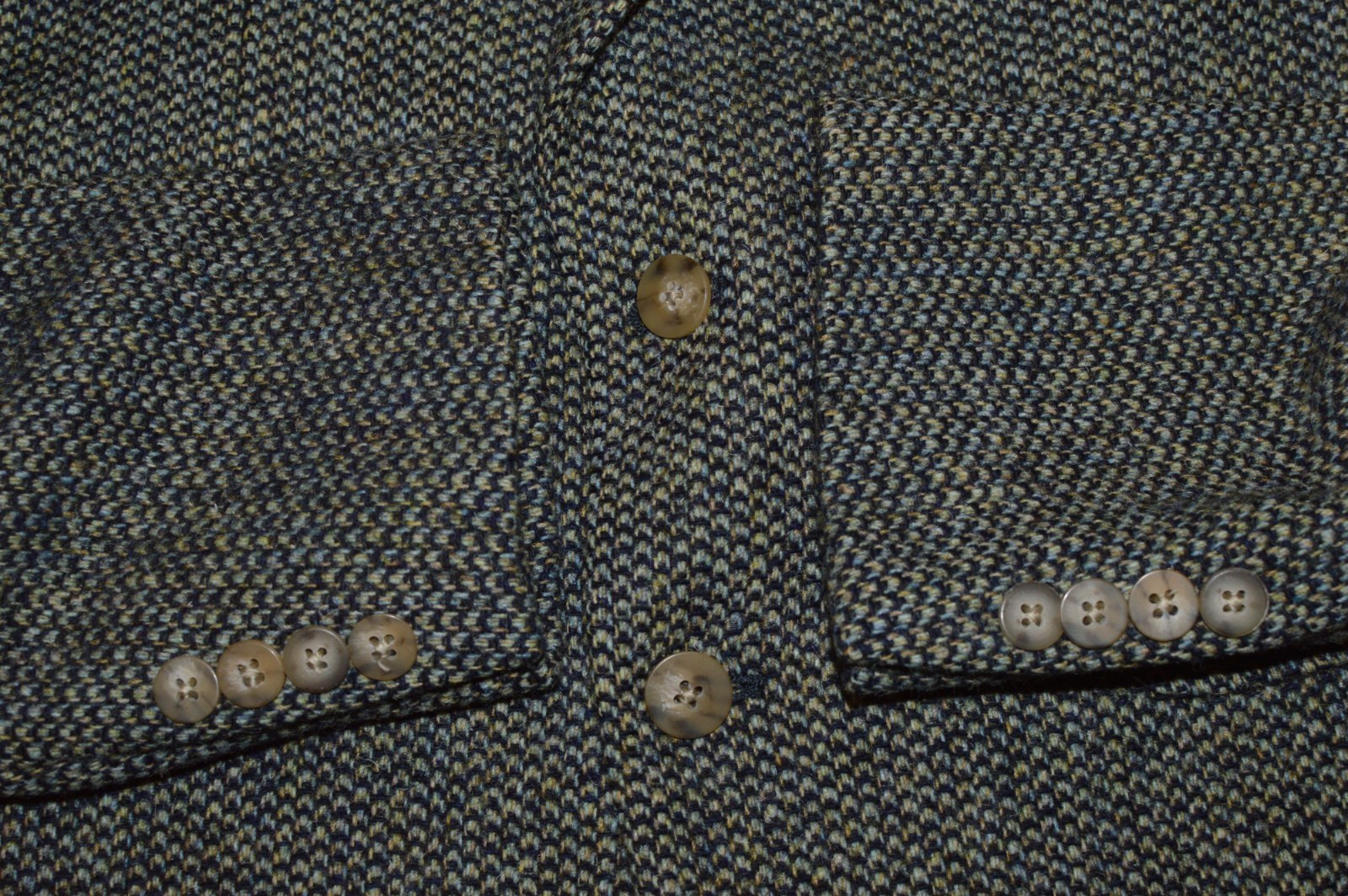 40R 40 Regular R HARRIS TWEED Gray Bird’s Eye Wool Suit Sport Coat Blazer Jacket