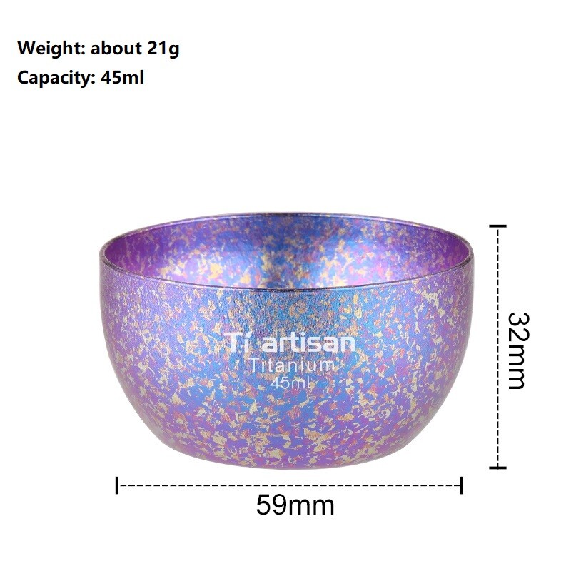 1PC Titanium Double Wall Tea Cup Teacup 45ml Outdoor Camping Tableware Drinkware