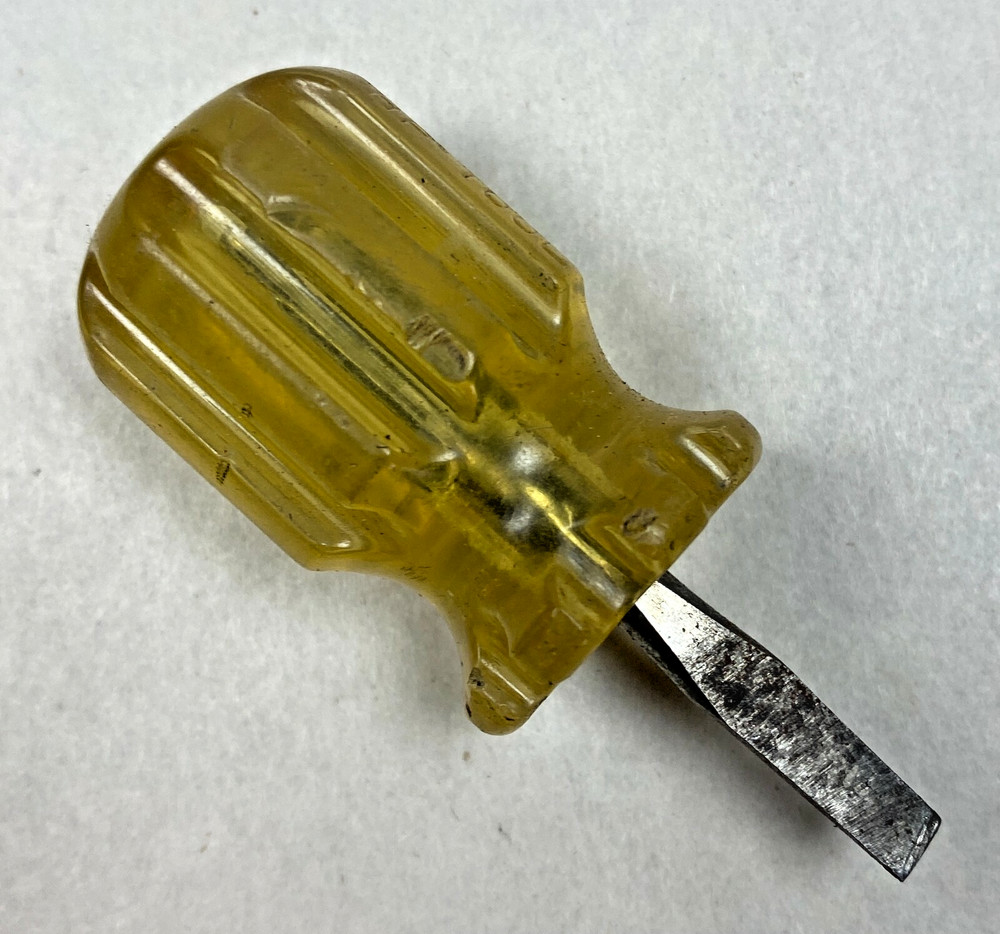 Vintage HP TOOL Slotted Flat Tip Clear Stubby Screwdriver Tool
