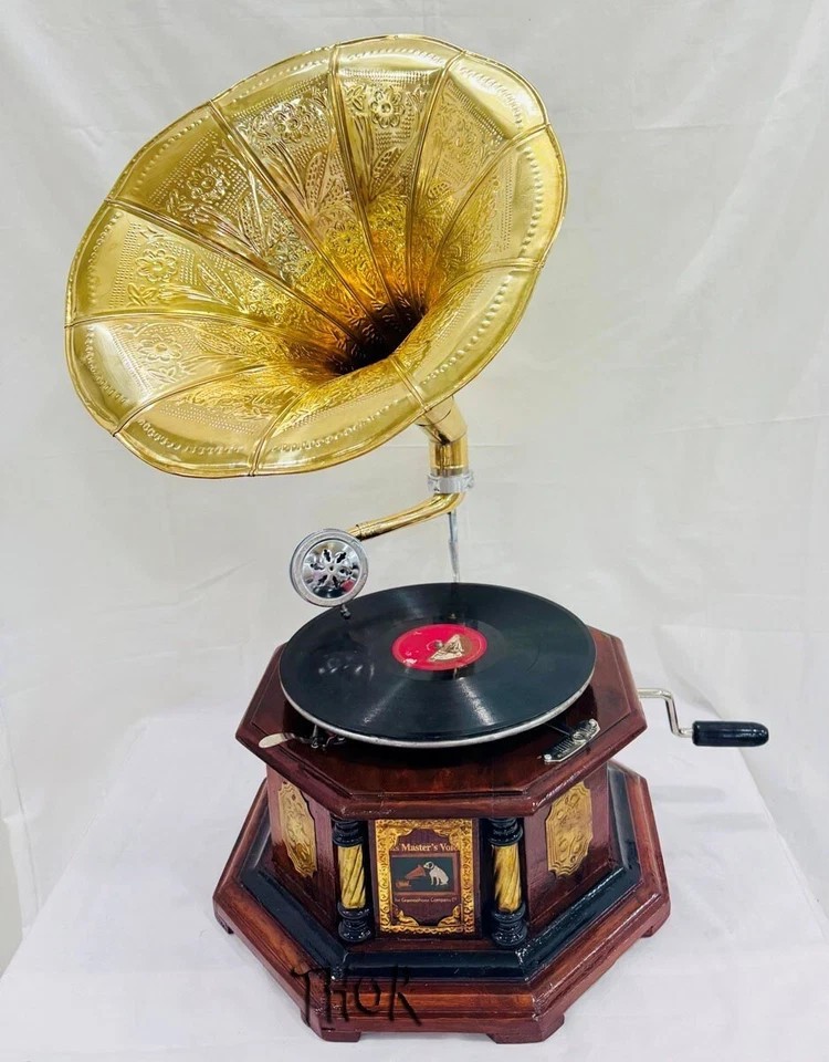 Antique HMV Gramophone Fully Functional Working Phonograph, win-up record player
