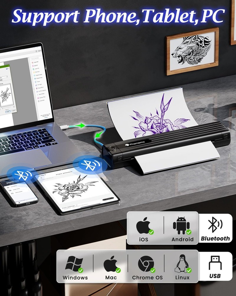 Phomemo TP83 Wireless Tattoo Stencil Printer, Upgraded Thermal Tattoo Printer...