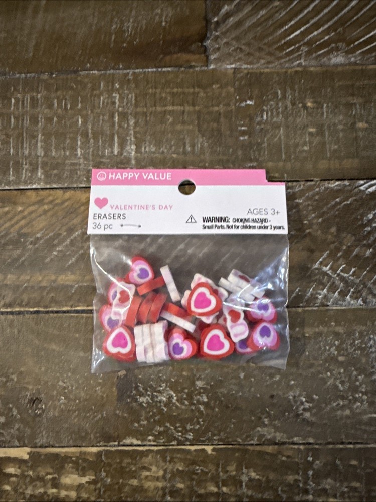 Happy Value Valentines Day Erasers 36 Count