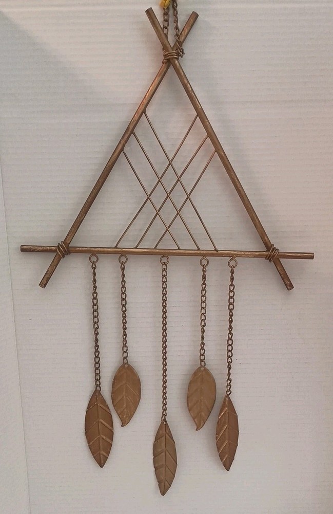 Gold Triangle Wind Chime With Leaves
