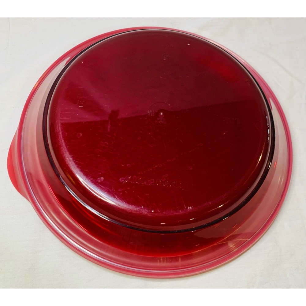 Tupperware Sheerly Elegant Red Round Platter Ruby Seal Clear 10" Serving Plate