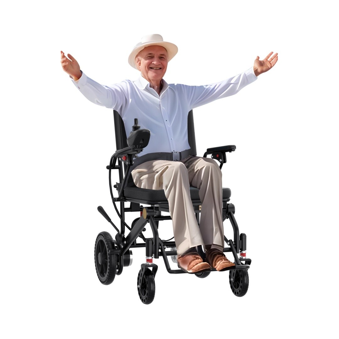 Foldable Lightweight Electric Wheelchair Mobility Powerchair All Terrain Adults