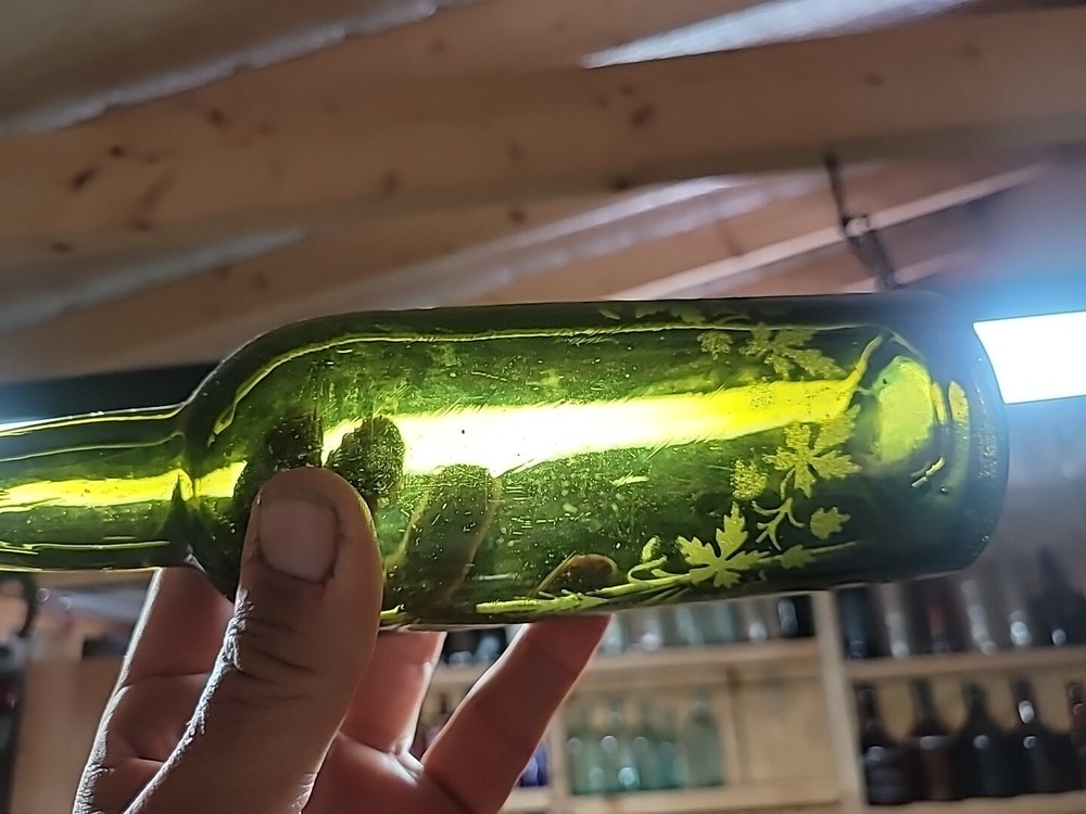 Early Wine Bottle With Etching