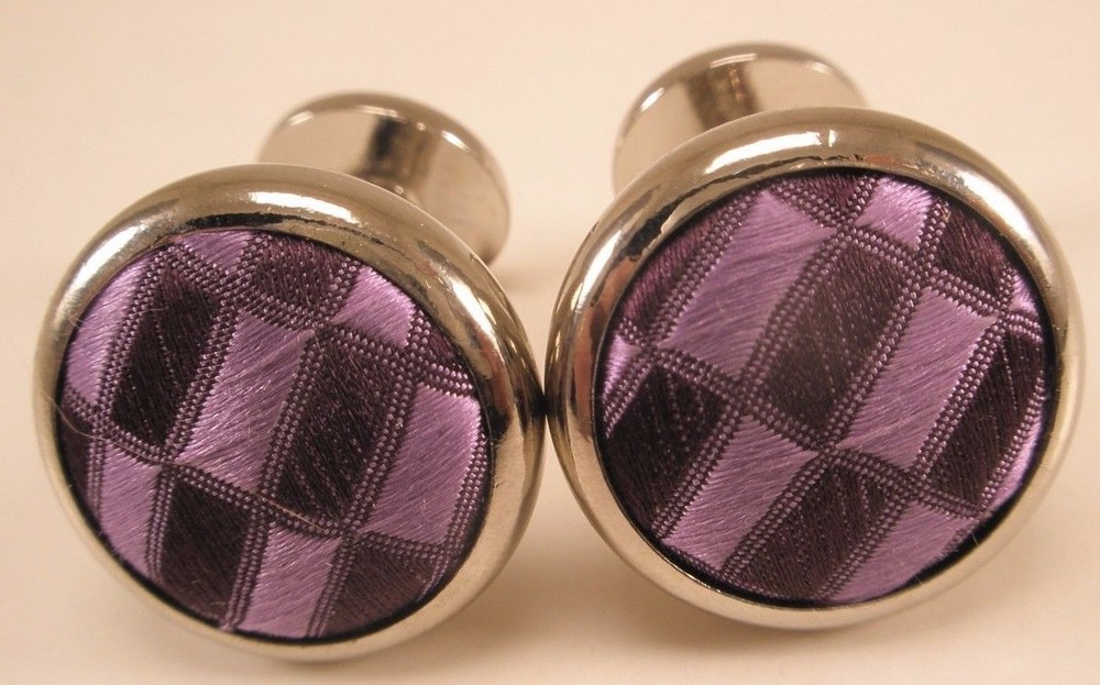 Purple Fabric Rectangles Pattern Vintage Cloth Cuff Links simple design damask