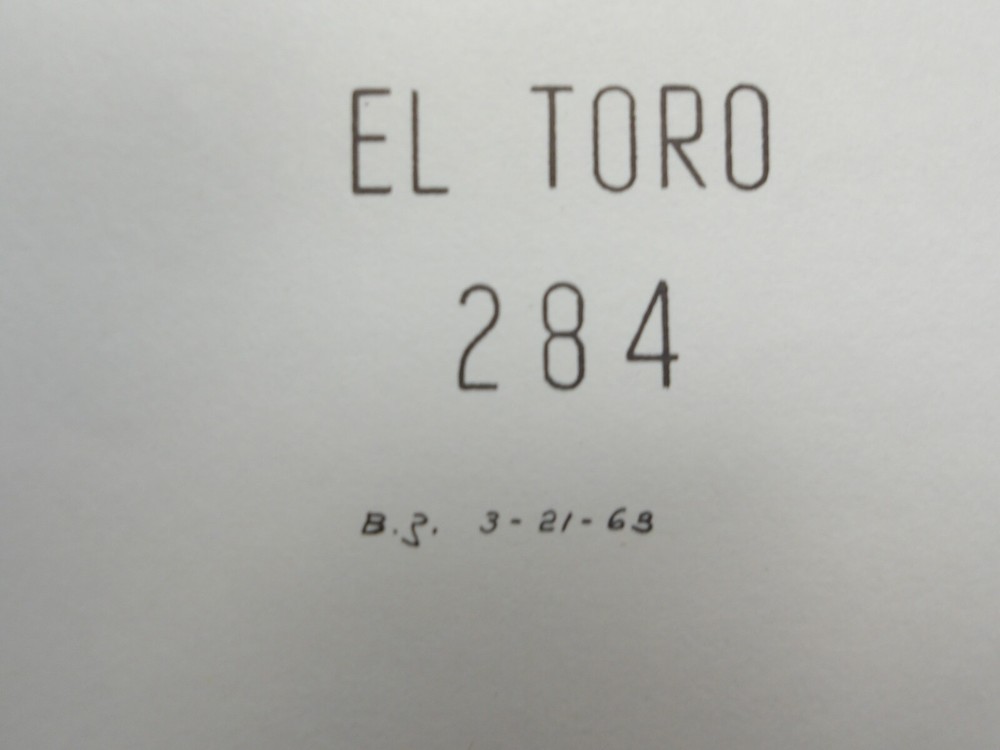 Williams: El Toro - Schematic & Award Cards Set - NOS