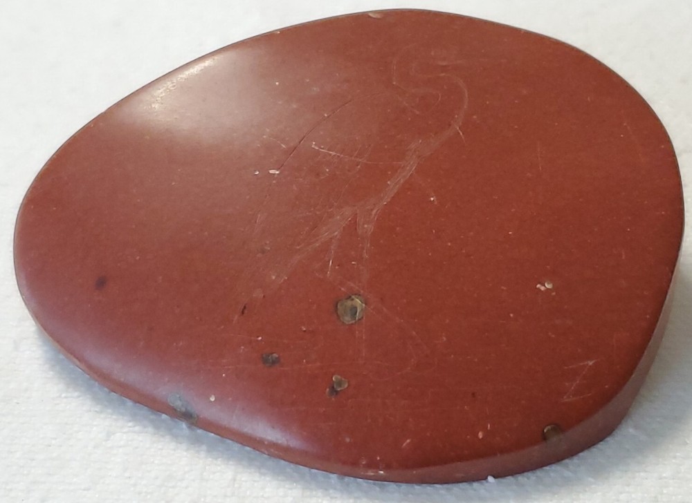 Red Rock Stone Semi Polished With Bird Etching