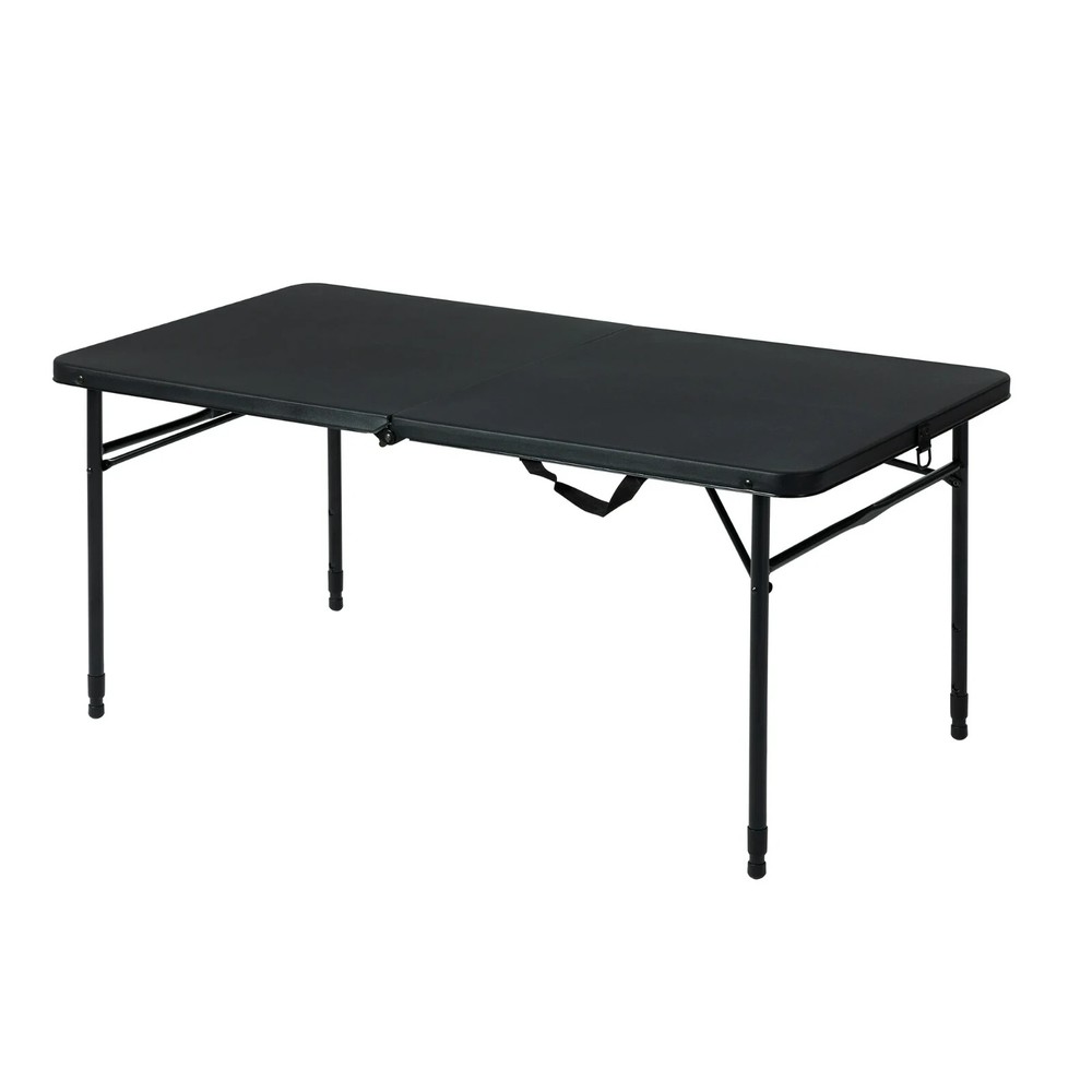Mainstays 4 Foot Fold-in-Half Adjustable Folding Table, Rich Black, New.