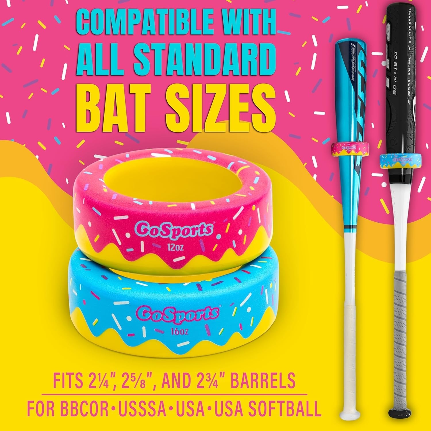 Baseball and Softball Bat Donuts - 2 Pack Baseball Drip Bat Weights - 16 oz &...