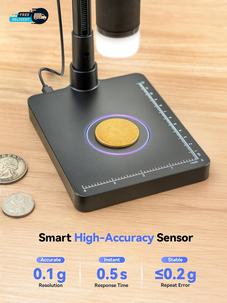 DM4W Microscope with Weighing Scale: 4.3" Digital Coin Microscope with Screen