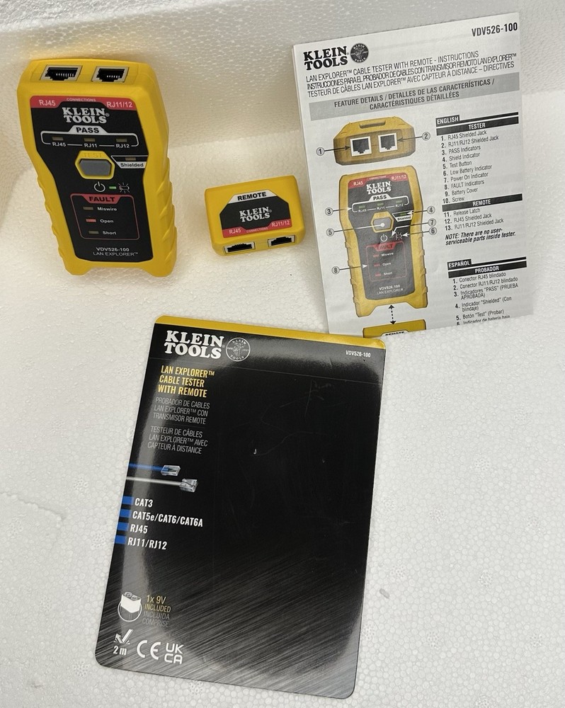 KLEIN TOOLS VDV526-100 LAN EXPLORER CABLE TESTER. New Open Box.