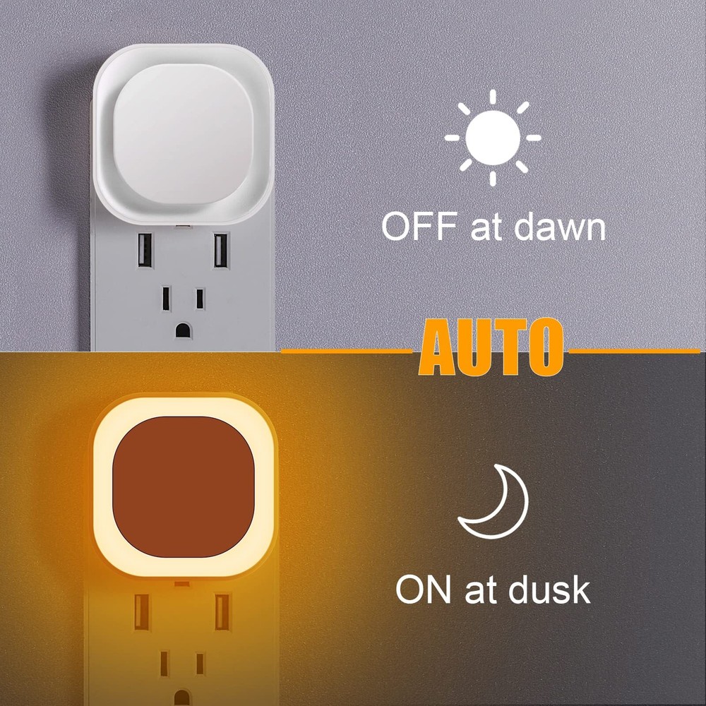 4 Pack Plug in Dimmable Night Light Auto Dusk to Dawn Sensor LED Night Light ...