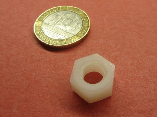 Hex Nut, Natural Nylon Plastic, 5/16"-18 Thread x 17/64 H, 100 Pcs