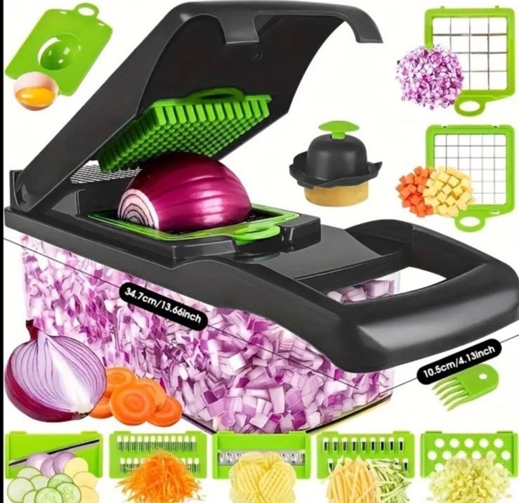 Manual Multi-Functional Vegetable Chopper Green Black with Slicer Grater