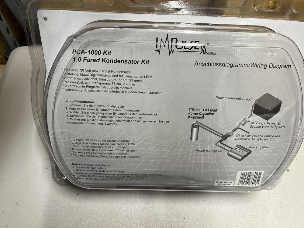 PCA 1000 Impulse Kit Car Audio Capacitor 1 Farad