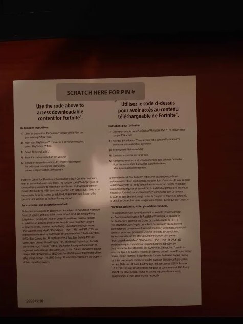 PS5 Fortnite Colbalt Star Code Canada (Unused)